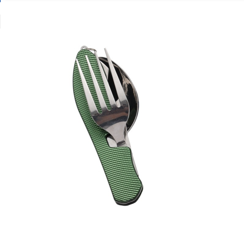 Camping Cooking And Cutlery Set - Foldable Stainless Steel Cutlery Set, Integrated