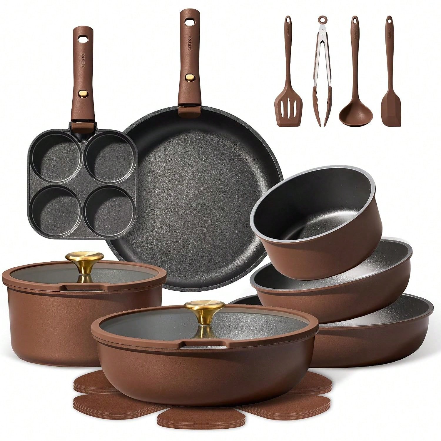 Camping Cooking Set Detachable Handle - CAROTE 25pcs Pots And Pans Set