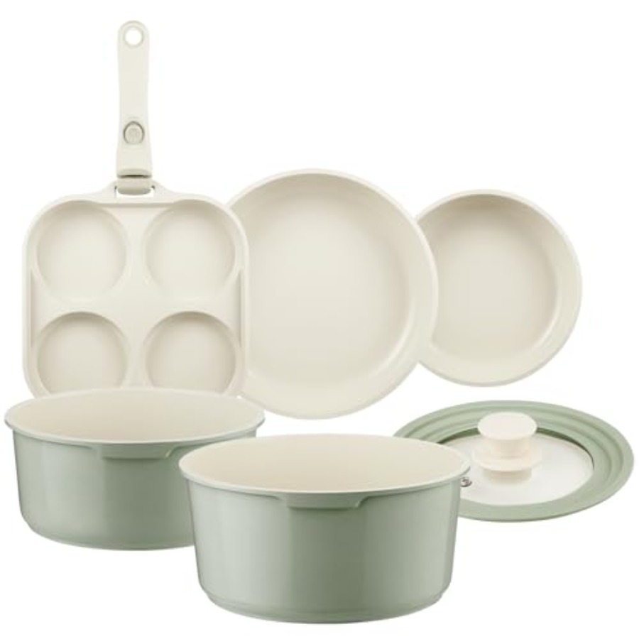 Ceramic Pots and Pans Set Non  - Camping Cooking Set Detachable Handle review and price