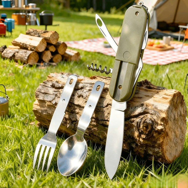 Stainless Steel 7 in 1 Camping - Camping Cooking And Cutlery Set review and price