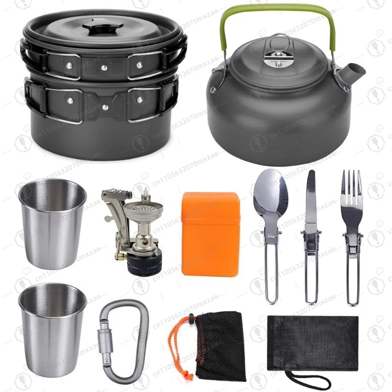 Outdoor aluminum cookware 10-p - Camping Cooking Kitchen Set review and price