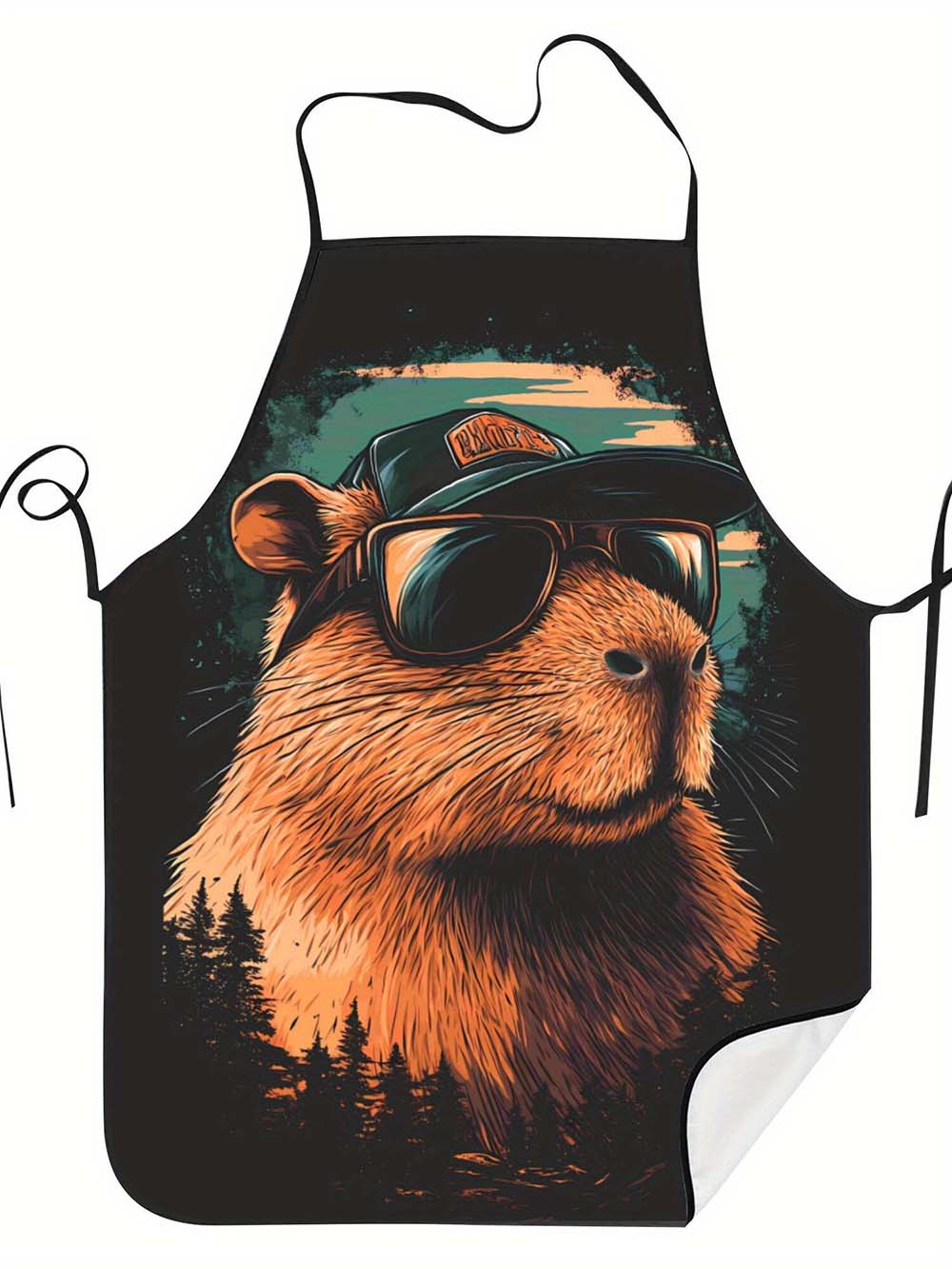 1pc  Cool Capybara Grilling Ap - Camping Cooking In Forest review and price