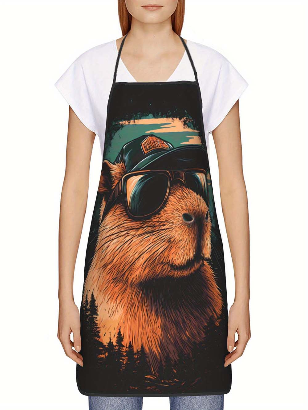 1pc  Cool Capybara Grilling Ap - Camping Cooking In Forest review and price