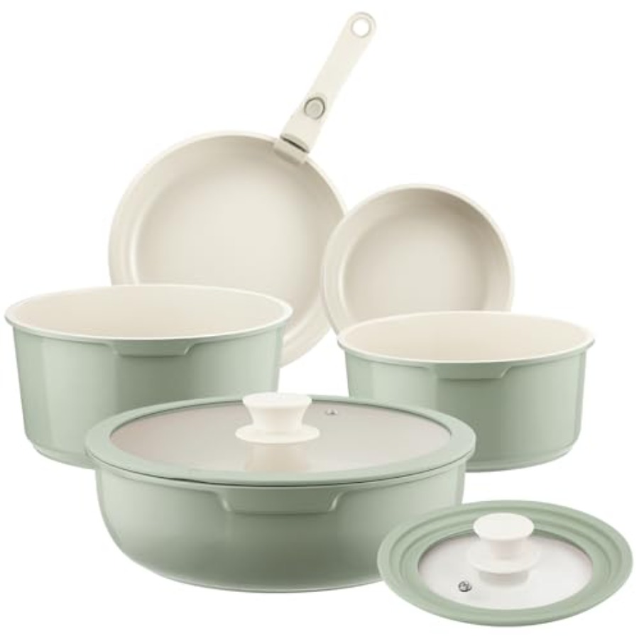 Ceramic Pots and Pans Set Non  - Camping Cooking Set Detachable Handle review and price