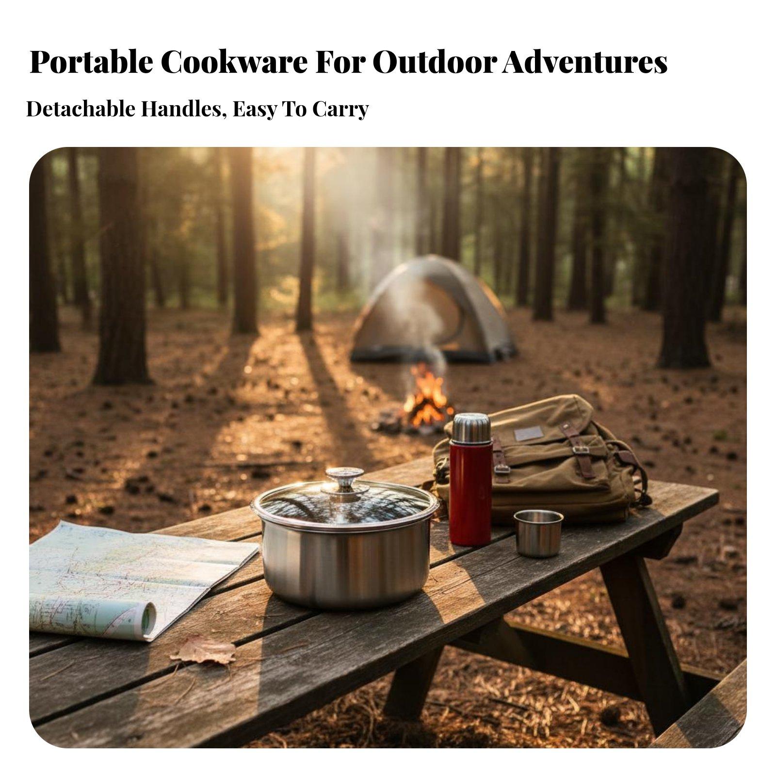 Camping Cook Set Stainless Ste - Camping Cooking Set Detachable Handle review and price