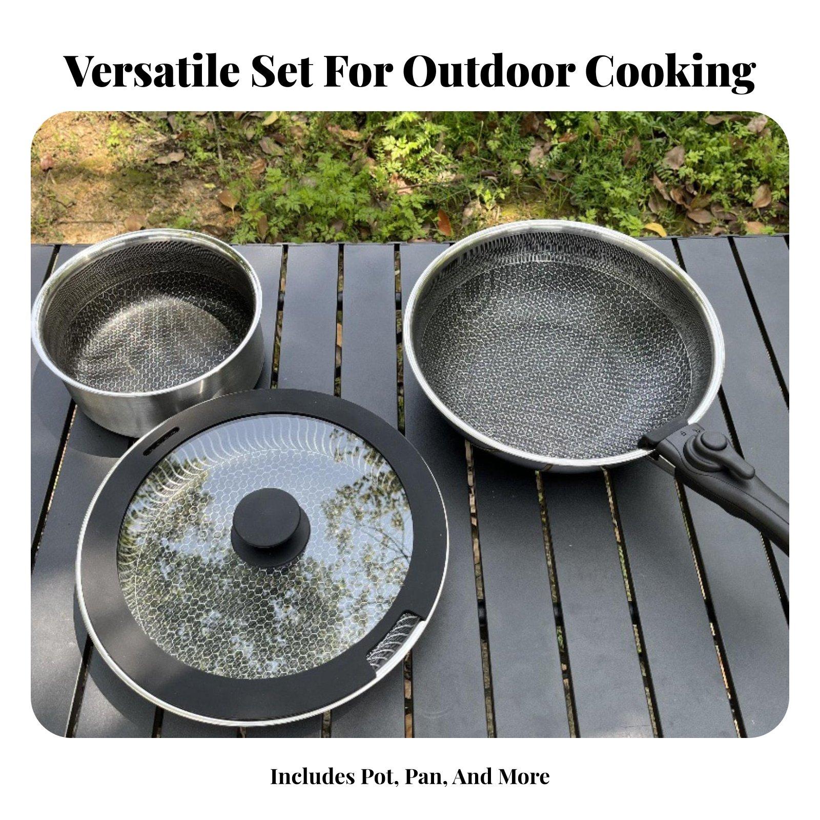 Camping Cook Set Stainless Ste - Camping Cooking Set Detachable Handle review and price