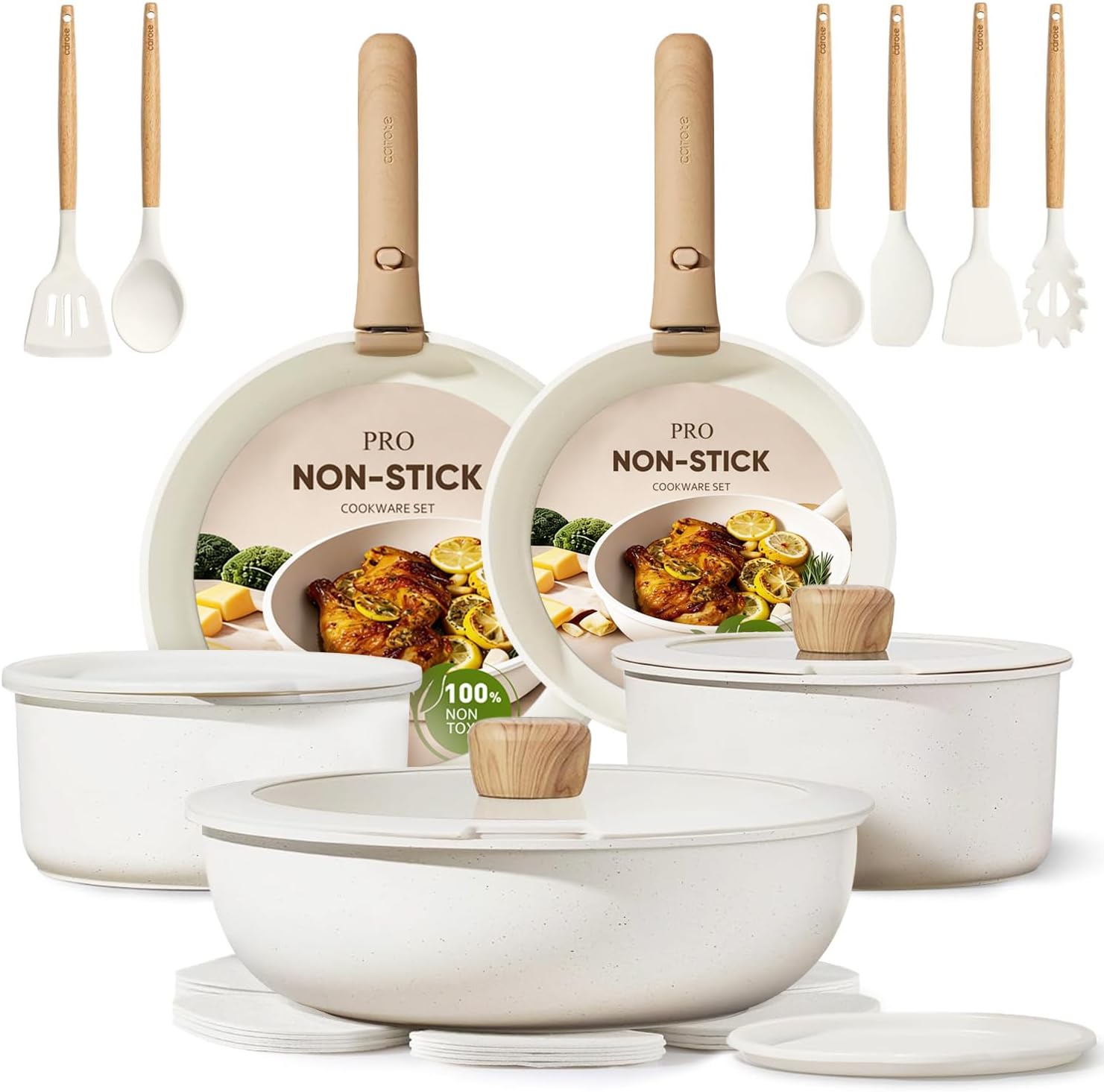 21Pcs Cookware Set Nonstick Po - Camping Cooking Set Detachable Handle review and price