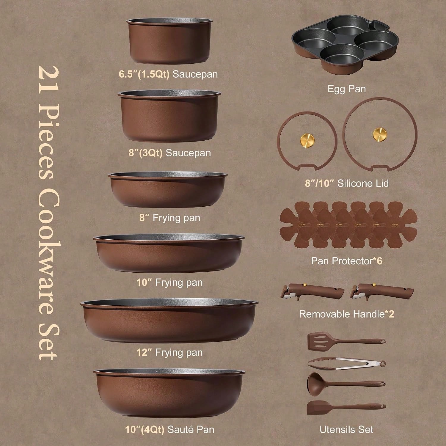 CAROTE 25pcs Pots And Pans Set - Camping Cooking Set Detachable Handle review and price