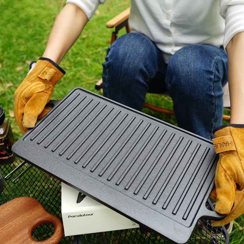 Double Sided Cast Iron Grill P - Camping Cooking Flat Top review and price